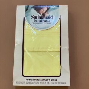Vintage Springmaid Wondercale Peignoir Pastels Yellow‎ Pillowcases - 2 Standard